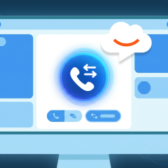 Call screen showing one call "On hold" and a second call "Connected" during an attended transfer